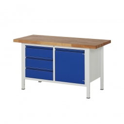 Werkbank mit 3 Schubladen und 1 Tür, BxTxH 1500x700x840 mm