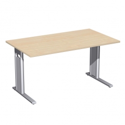 Schreibtisch PREMIUM höhenverstellbar, Rechteck, Ahorn/Silber, BxTxH 1800x800x680-820 mm