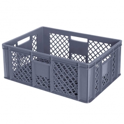 Bäckerkiste, PE-HD, LxBxH 600x400x240 mm, 43 Liter, 4 Durchfassgriffe, grau
