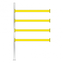 Paletten-Anbauregal mit 4 Paar Tragbalken für 15 Europaletten, Fachlast 2900 kg/Tragbalkenpaar, BxTxH 2785 x 1100 x 4500 mm