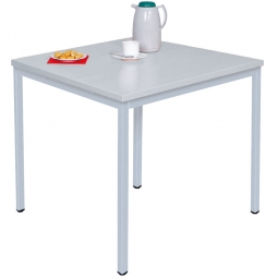 Kantinentisch, lichtgrau, BxTxH 800x800x750 mm, Gestell lichtgrau, Tischplatte 25 mm stark