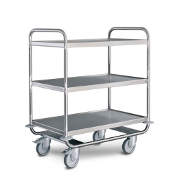 Servierwagen aus Edelstahl mit 3 Etagen, LxBxH 900x600x1020 mm, Tragkraft 180 kg