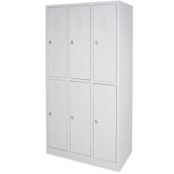 Stahl-Fächerschrank mit Sockel und Drehriegelverschluss, 6 Fächer, BxTxH 900x500x1800 mm