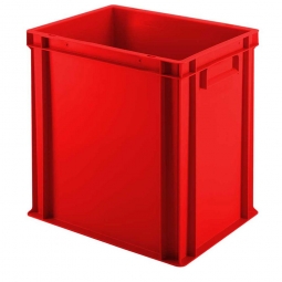 Euro-Stapelbehälter mit 2 Griffleisten, LxBxH 400x300x400 mm, rot, Boden verrippt