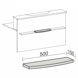 Taschenablage für Empfangstheke "SUPERIOR", gebogen, BxT 500x150 mm, lichtgrau