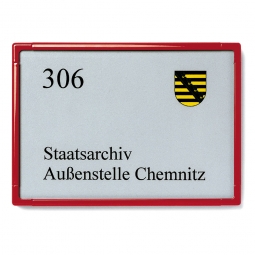 Türschild "Rom", rubinrot RAL 3003, BxH 110x155 mm, DIN A 6