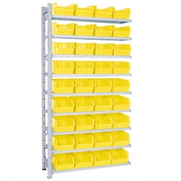 Anbauregal, verzinkt, BxTxH 1035x315x2000 mm, 9 Böden, 36 Sichtboxen LB 3 Farbe gelb