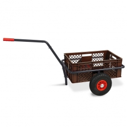 Handwagen mit Kunststoffkorb, H 240 mm, braun, LxBxH 1250x640x660 mm, Tragkraft 200 kg