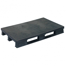Kunststoffpalette im Euromaß mit 3 Kufen, LxBxH 1200x800x150 mm, geschlossene Deckfläche, schwarz
