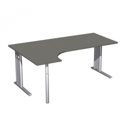 Schreibtisch PREMIUM, Schrankansatz links, Graphit/Silber, BxTxH 1800x800/1200x680-820 mm