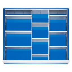 Einteilungsset für Schublade, BxT 680x560 mm, Fronthöhe 120-150 mm, 12 Fächer