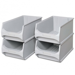 4x Sichtbox PROFI LB 2, grau, Inhalt 21,8 Liter, LxBxH 500x300x200 mm, innen 425x270x190 mm
