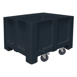 Großbox / Großbehälter mit 4 Füßen und 4 Lenkrollen, 2 mit Feststellbremsen, 610 Liter, LxBxH 1200x1000x835 mm, Boden/Wände geschlossen, anthrazit