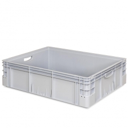 Schwerlastbehälter, geschlossen, LxBxH 800x600x220 mm, 82 Liter, 2 Durchfassgriffe, grau