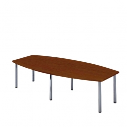 Konferenztisch mit 6 Rundrohrfüßen, chrom, Platte Nussbaum, BxTxH 2800x1300/780x740 mm