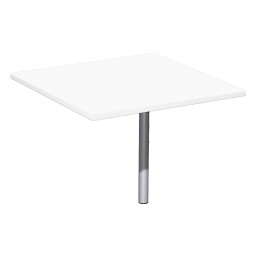 Verkettungsplatte ELEGANCE Volleck mit Stützfuß, Dekor Weiß, Gestell Silber, BxTxH 800x800x680-820 mm