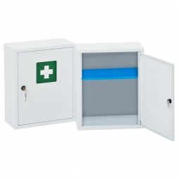 Verbandschrank aus Stahlblech, ohne Inhalt, BxTxH 300x140x370 mm, perlweiß