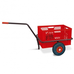 Handwagen mit Kunststoffkorb, H 320 mm, rot, LxBxH 1250x640x660 mm, Tragkraft 200 kg