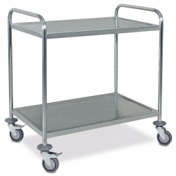 Servierwagen aus Edelstahl mit 2 Etagen, LxBxH 860x540x940 mm, Tragkraft 100 kg