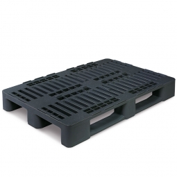 H1-R Kunststoffpalette im Euromaß mit 3 Kufen und Sicherungsrand, LxBxH 1200x800x160 mm, Oberdeck durchbrochen, anthrazit