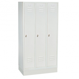Kleiderspind mit Sockel und Drehriegelverschluss, 3 Abteile, BxTxH 900x500x1800 mm