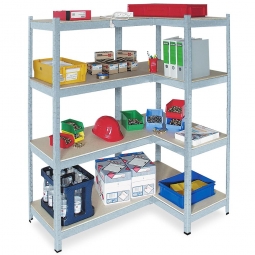 Fachbodeneckregal für schwere Lasten, links, BxTxH 900/1300x400x1800 mm, Tragkraft 265 kg/Boden, Stecksystem, glanzverzinkt