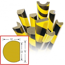 Flächenschutz Kreis, selbstklebend, Profil 40x32 mm, Länge: 1000 mm, Farbe gelb/schwarz