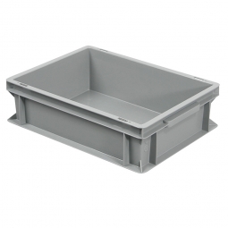 Euro-Geschirrkasten, LxBxH 400x300x120 mm, mit 2 Griffleisten, grau