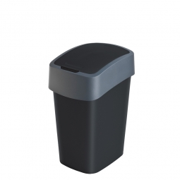 Abfallbehälter mit Schwing- oder Klappdeckel, PP, BxTxH 189x235x350 mm, Inhalt 10 Liter, schwarz/anthrazit