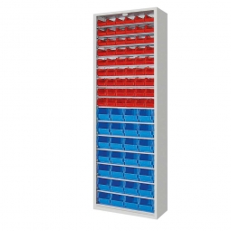 Schrank mit Sichtboxen, ohne Türen, BxTxH 700x300x1980 mm, lichtgrau RAL 7035