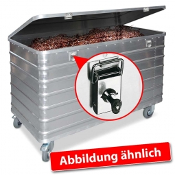 Transportwagen aus Leichtmetall, mit Deckel und Schlössern, LxBxH 1280x680x870 mm, 560 Liter, Tragkraft 250 kg