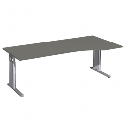 Schreibtisch PREMIUM höhenverstellbar, rechts, Graphit/Silber, BxTxH 2000x800/1000x680-820 mm