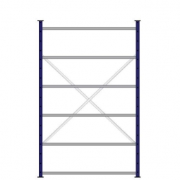 Fachbodenregal mit 6 Böden, Stecksystem, Grundregal, doppelseitige Ausführung, BxTxH 1270x630x2000 mm, Oberfläche kunststoffbeschichtet