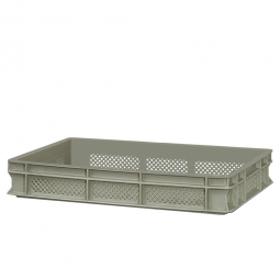 Durchbrochener Eurobehälter mit 2 Griffleisten, LxBxH 600x400x100 mm, 18 Liter, kieselgrau