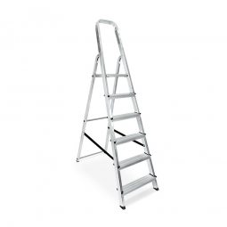 Alu-Bügelleiter mit 6 Stufen, Standhöhe 1210 mm, Arbeitshöhe bis 3210 mm, Gewicht 5,0 kg
