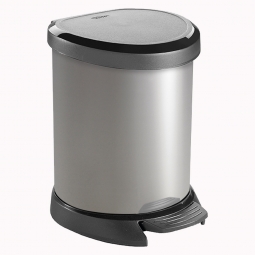 Tretabfalleimer, 5 Liter, BxTxH 246x210x227 mm, Deckel schwarz, Korpus silber