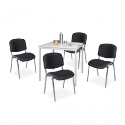 5-teilige Sitzgruppe "Perfekt": 4 Polsterstühle, Bezug schwarz + 1 Tisch, BxTxH 800x800x750 mm