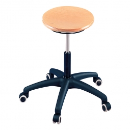 Arbeitsdrehhocker mit 5 Rollen, Sitz-Ø 340 mm, Buche natur lackiert, Belastbar bis 120 kg