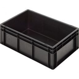 Leitfähiger Stapelbehälter, 2 Griffleisten, LxBxH 600x400x220 mm, 43 Liter, schwarz