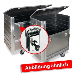 Transportwagen aus Leichtmetall, mit Deckel und Zylinderschlössern, LxBxH 1280x675x985 mm, 650 Liter, Tragkraft 250 kg