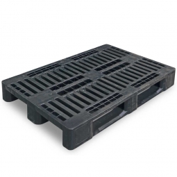 H1-R Kunststoffpalette im Euromaß mit 3 Kufen, LxBxH 1200x800x160 mm, Oberdeck durchbrochen, anthrazit