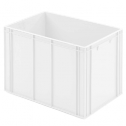 Euro-Stapelbehälter mit 2 Griffleisten, LxBxH 600x400x420mm, weiß, Boden verrippt