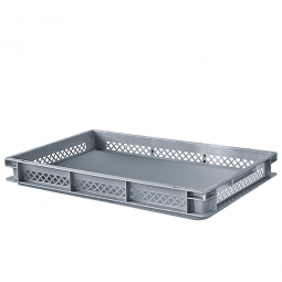 Bäckerkiste mit geschlossenem Boden, LxBxH 600x400x75 mm, grau