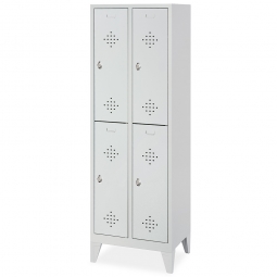 Stahl-Fächerschrank mit Füßen und Drehriegelverschluss, 4 Fächer, BxTxH  610x500x1850 mm