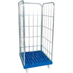 Gitterrollwagen, LxBxH 815x724x1660 mm, 3-seitig, Tragkraft bis 500 kg, blau