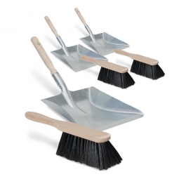 Set 2 +1 gratis, Qualitäts-Kehrgarnitur mit Handfeger und Kehrschaufel, Handfeger L 280 mm, Schaufel LxB 230x220 mm