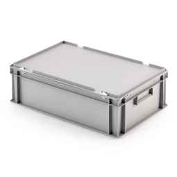 Euro-Deckelbehälter aus PP, LxBxH 600x400x185 mm, grau