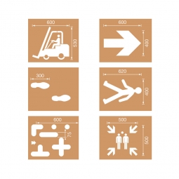 Schablonen für Bodenmarkierungen, KIT Industrie, 1 Set a 6 Schablonen