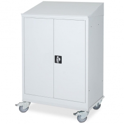 Rollschrank mit Schreibpultaufsatz, BxTxH 800x380x1270 mm, Farbe lichtgrau RAL 7035