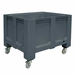 Großbox / Großbehälter mit 4 Lenkrollen und 2 Feststellbremsen, 610 Liter, LxBxH 1200x1000x915 mm, Boden/Wände geschlossen, anthrazit